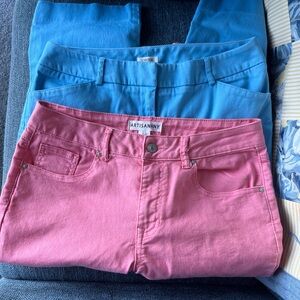 Artisan Ny pink cropped and Blue St John's Bay cropped pants sz 8